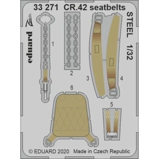 CR.42 seatbelts STEEL for ICM, 1/32 - Eduard Accessories 33271 CR.42 seatbelts STEEL for ICM, 1/32 - Eduard Accessories 33271