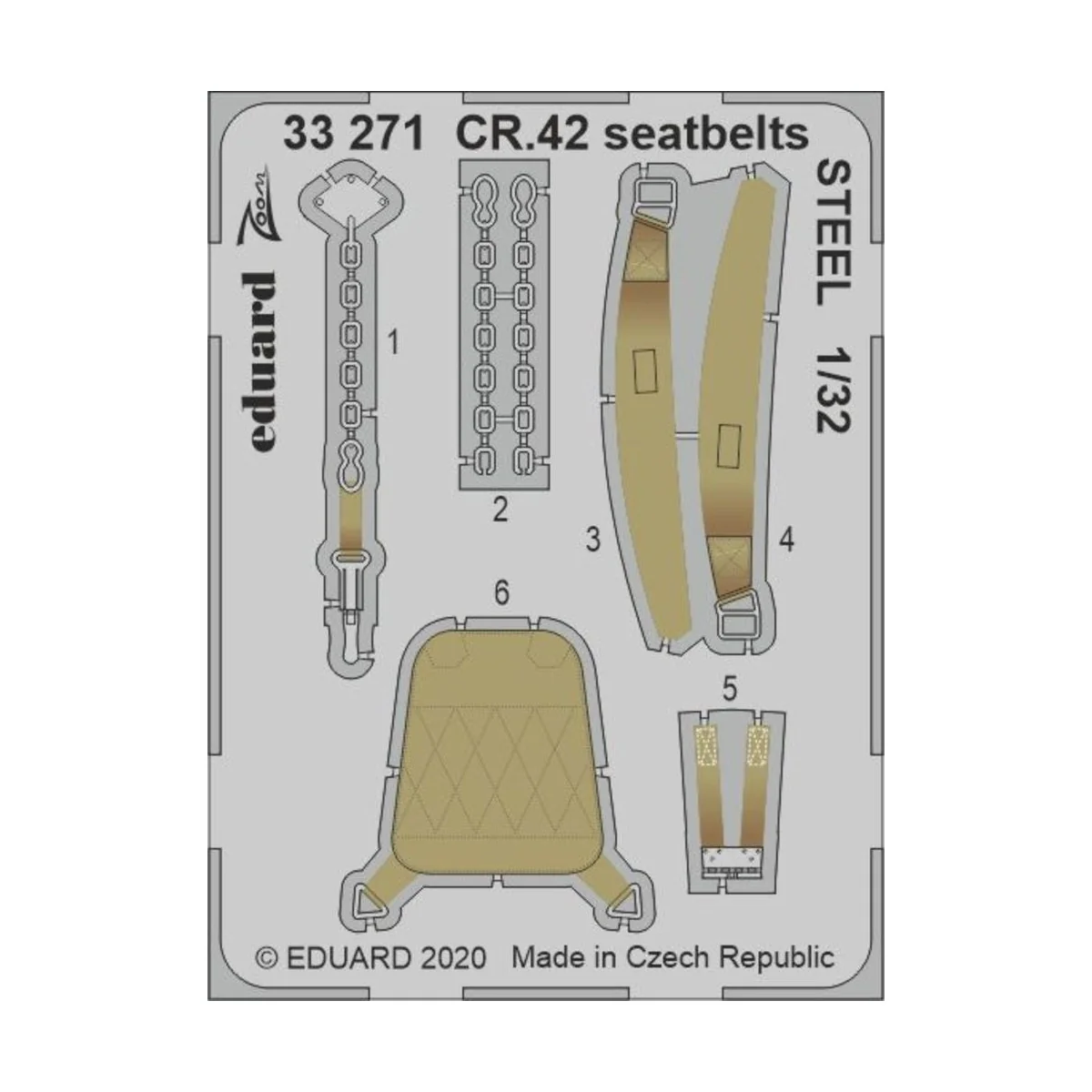 CR.42 seatbelts STEEL for ICM, 1/32 - Eduard Accessories 33271 CR.42 seatbelts STEEL for ICM, 1/32 - Eduard Accessories 33271