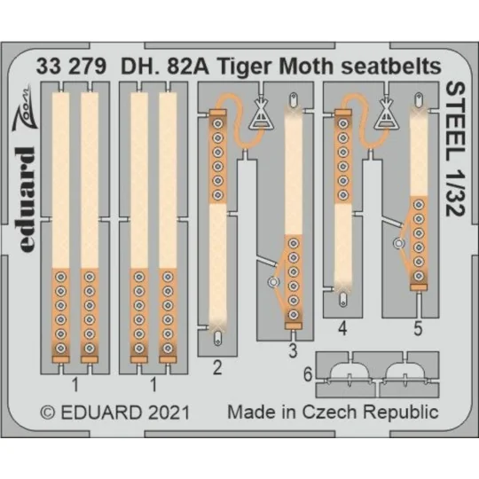 DH. 82A Tiger Moth seatbelts STEEL 1/32 for ICM, 1/32 - Eduard Acce...