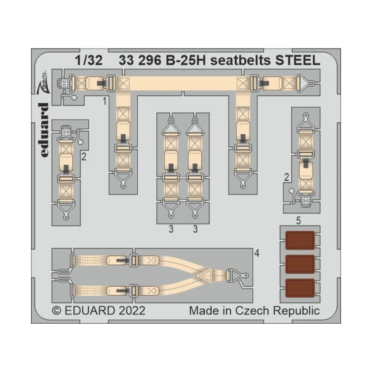 B-25H seatbelts STEEL for HKM, 1/32 - Eduard Accessories 33296
