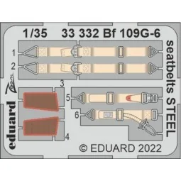 Bf 109G-6 seatbelts STEEL, 1/35 - Eduard Accessories 33332