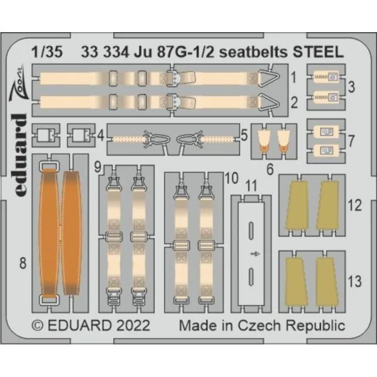 Ju 87G-1/2 seatbelts STEEL for BORDER MODEL, 1/35 - Eduard Accessor...