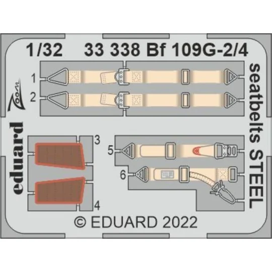 Bf 109G-2/4 seatbelts STEEL for REVELL - Eduard Accessories 33338
