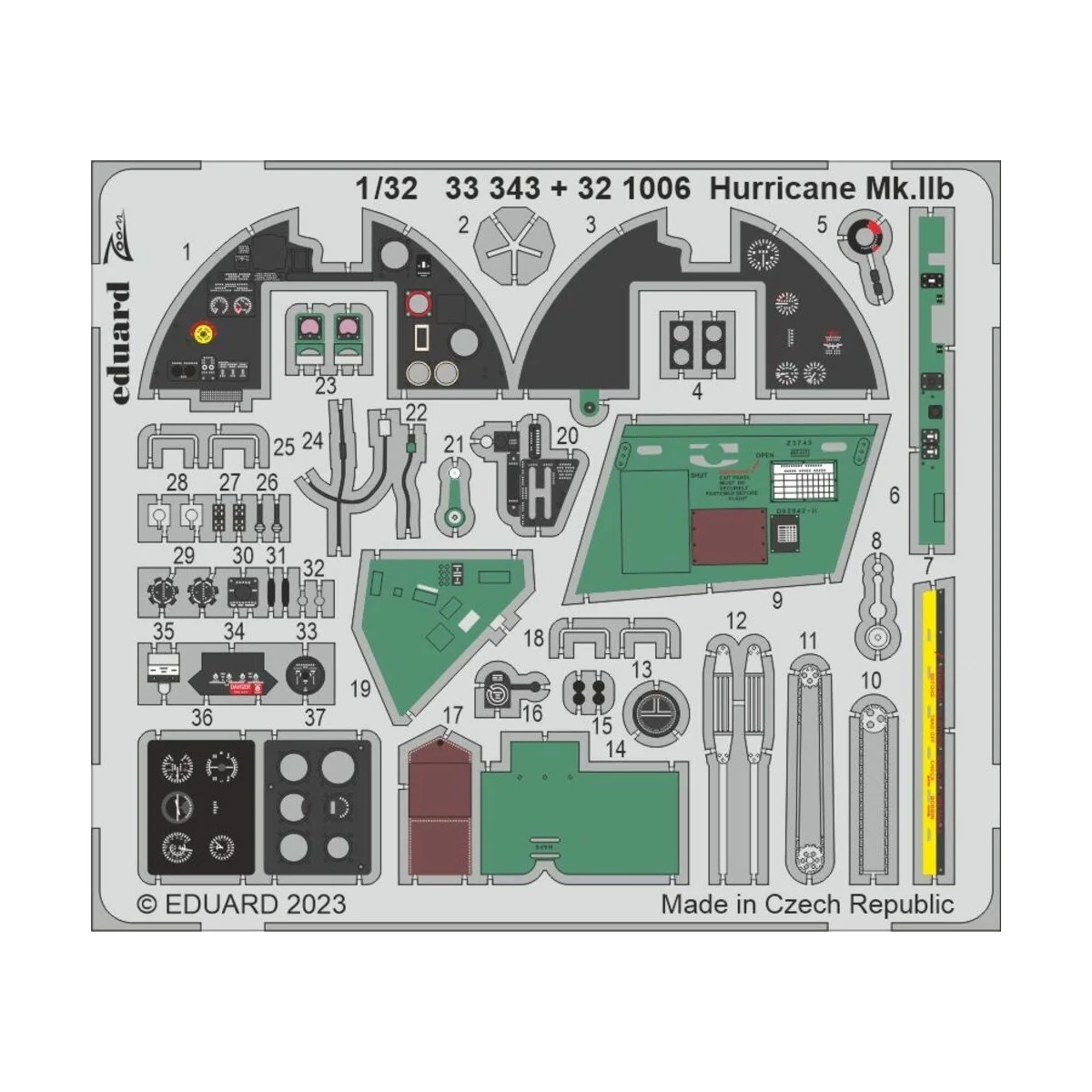 Hurricane Mk.IIb 1/32 REVELL, 1/32 - Eduard Accessories 33343