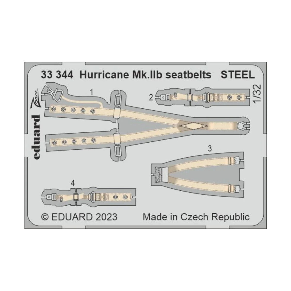 Hurricane Mk.IIb seatbelts STEEL 1/32 REVELL, 1/32 - Eduard Accesso...