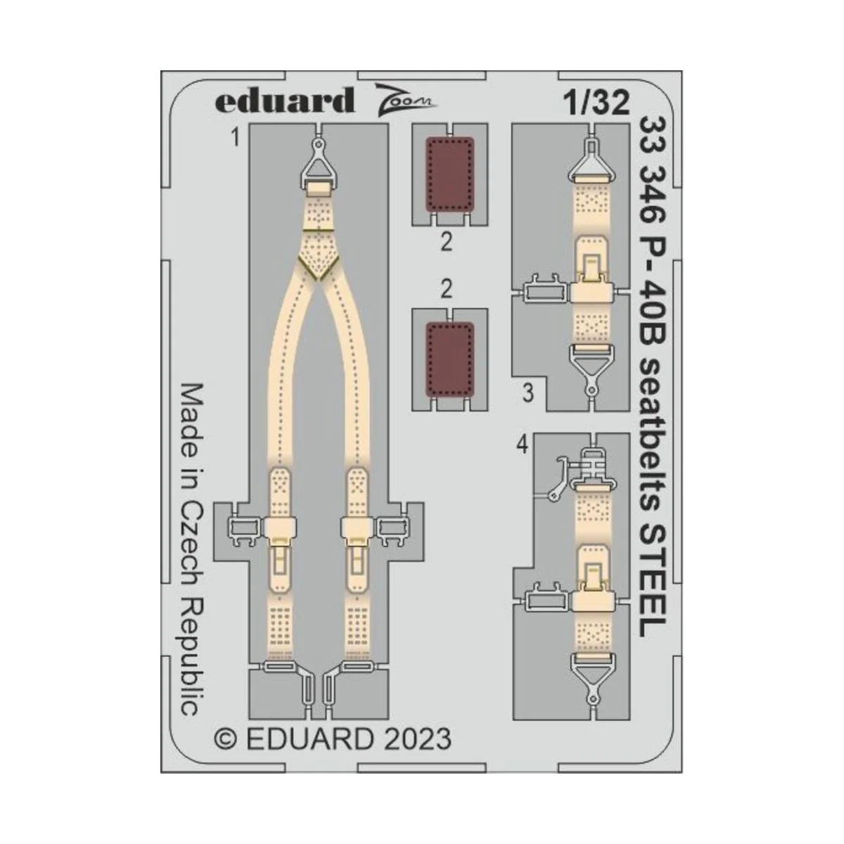 P-40B seatbelts STEEL 1/32 GREAT WALL HOBBY, 1/32 - Eduard Accessor...