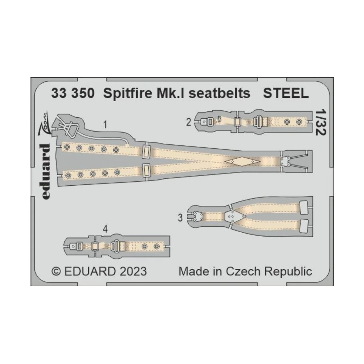 Spitfire Mk.I seatbelts STEEL 1/32 KOTARE - Eduard Accessories 33350