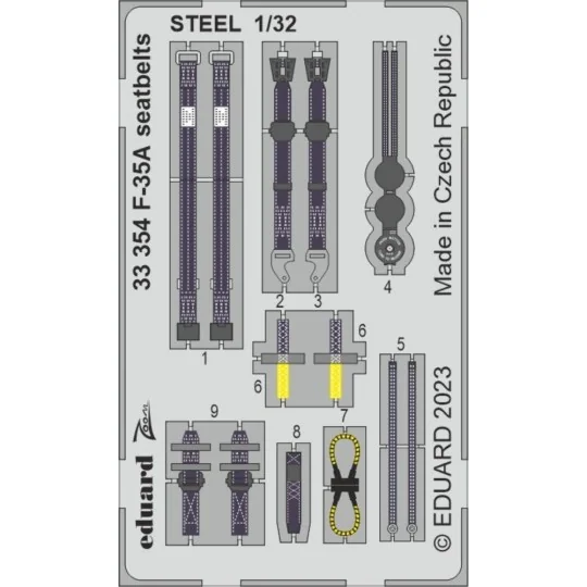 F-35A seatbelts STEEL 1/32 TRUMPETER, 1/32 - Eduard Accessories 33354