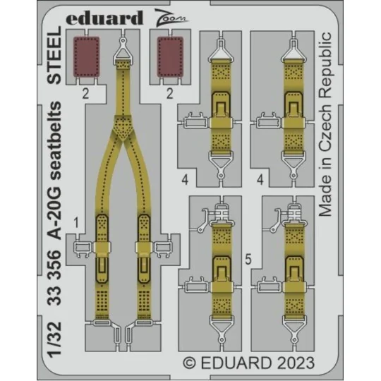 A-20G seatbelts STEEL 1/32 HKM, 1/32 - Eduard Accessories 33356