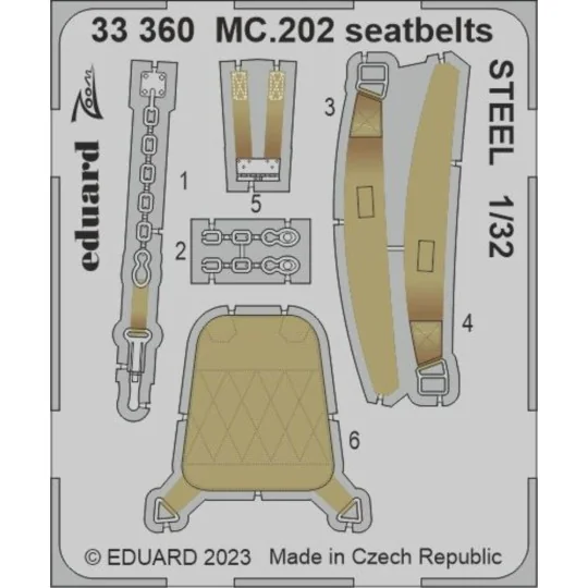 MC.202 seatbelts STEEL 1/32 ITALERI, 1/32 - Eduard Accessories 33360 MC.202 seatbelts STEEL 1/32 ITALERI, 1/32 - Eduard Accessories 33360