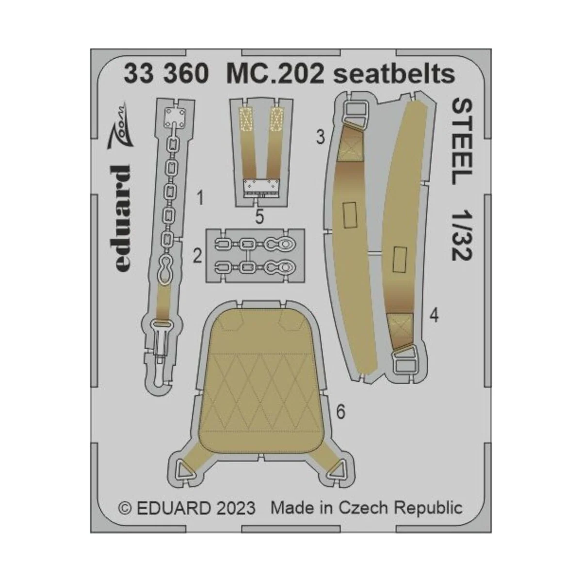 MC.202 seatbelts STEEL 1/32 ITALERI, 1/32 - Eduard Accessories 33360 MC.202 seatbelts STEEL 1/32 ITALERI, 1/32 - Eduard Accessories 33360