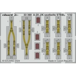 A-20J/K seatbelts STEEL HKM - Eduard Accessories 33368