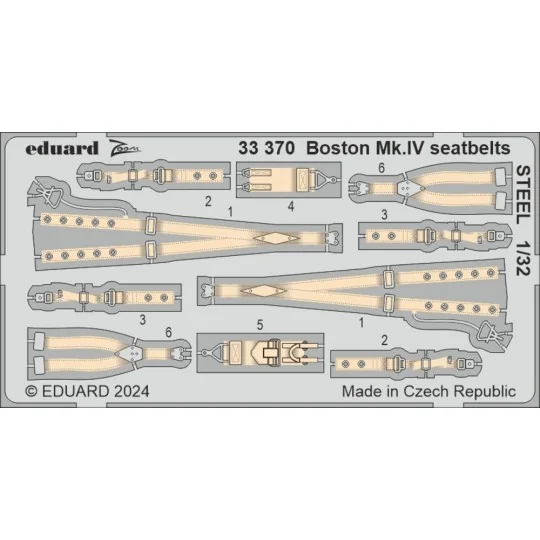 Boston Mk.IV seatbelts STEEL HKM, 1/32 - Eduard Accessories 33370