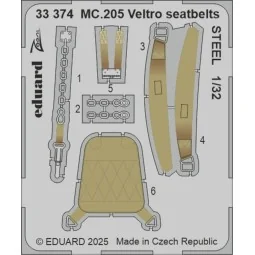 MC.205 Veltro seatbelts STEEL ITALERI, 1/32 - Eduard Accessories 33374
