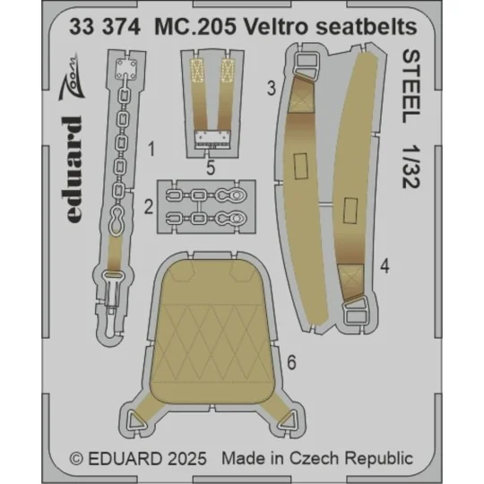 MC.205 Veltro seatbelts STEEL ITALERI - Eduard Accessories 33374