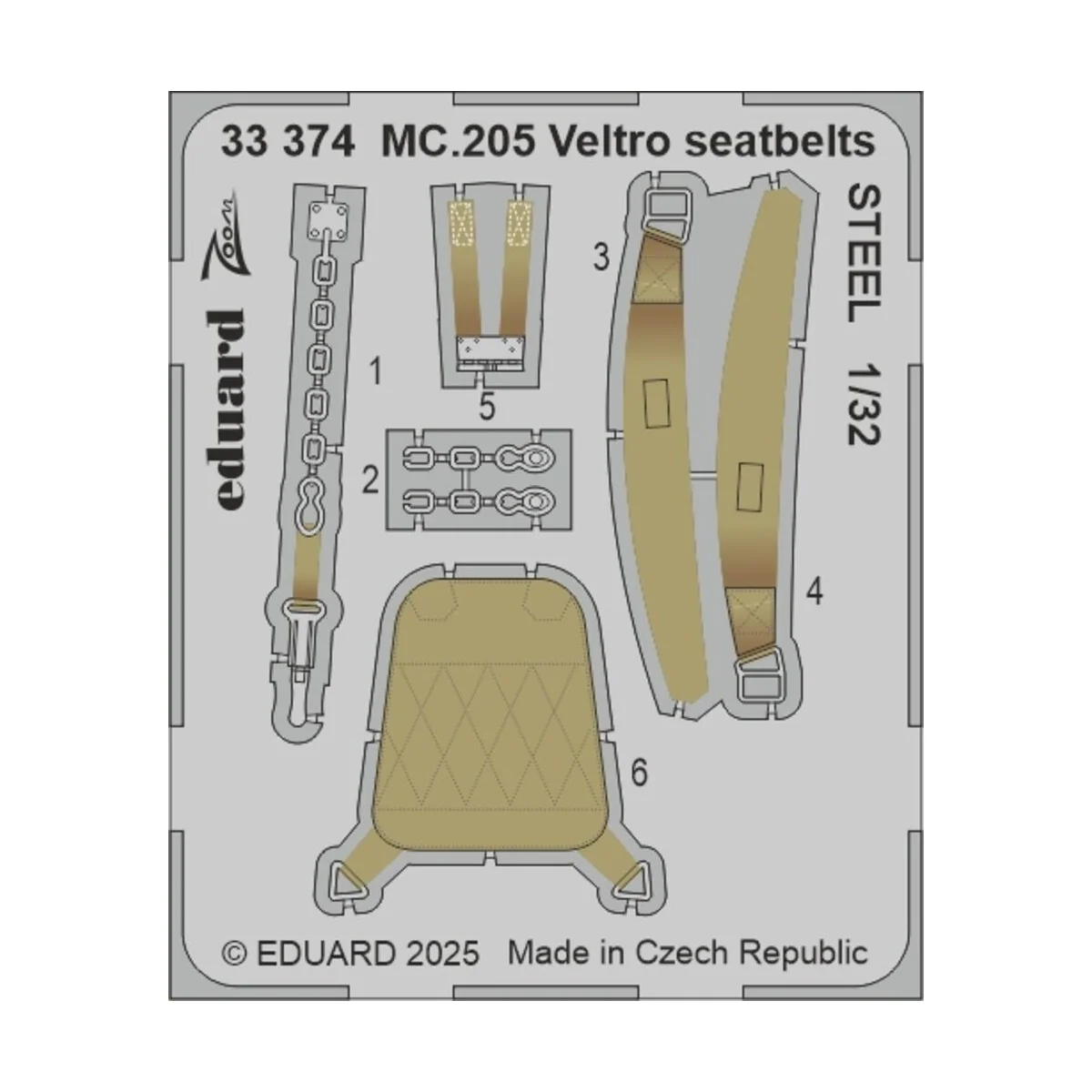 MC.205 Veltro seatbelts STEEL ITALERI - Eduard Accessories 33374