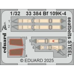 Bf 109K-4 seatbelts STEEL 1/32 for Kotare, 1/32 - Eduard Accessorie...