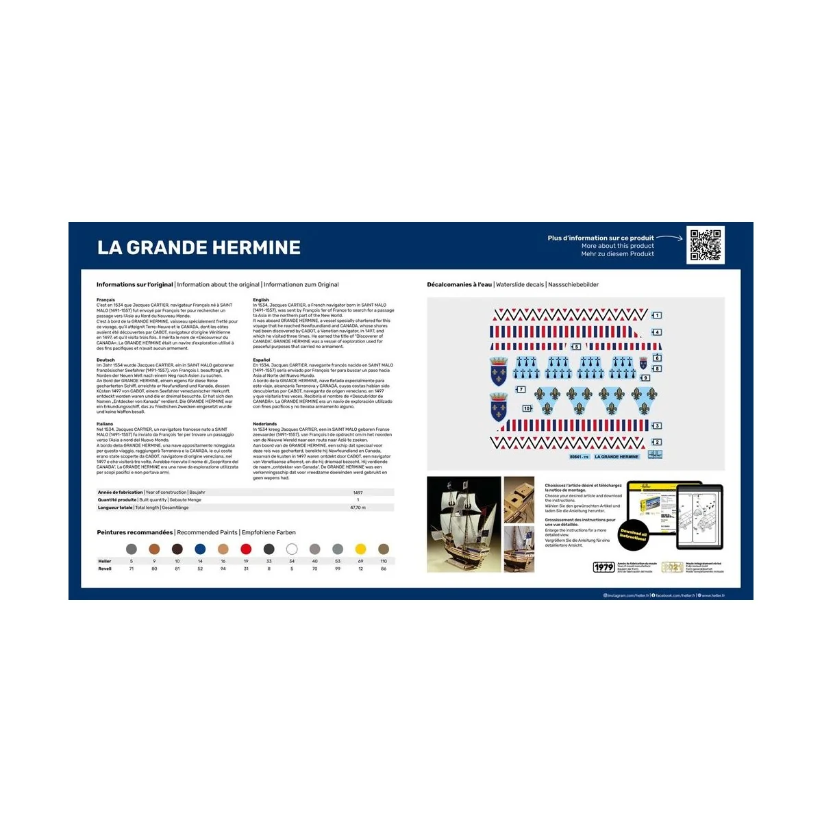 STARTER KIT La Grande Hermine, 1/150 - Heller 56841 STARTER KIT La Grande Hermine, 1/150 - Heller 56841