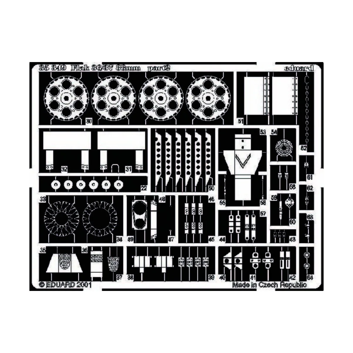 Flak 36/37 88 mm Fotoätzsatz, 1/35 - Eduard Accessories 35349 Flak 36/37 88 mm Fotoätzsatz, 1/35 - Eduard Accessories 35349
