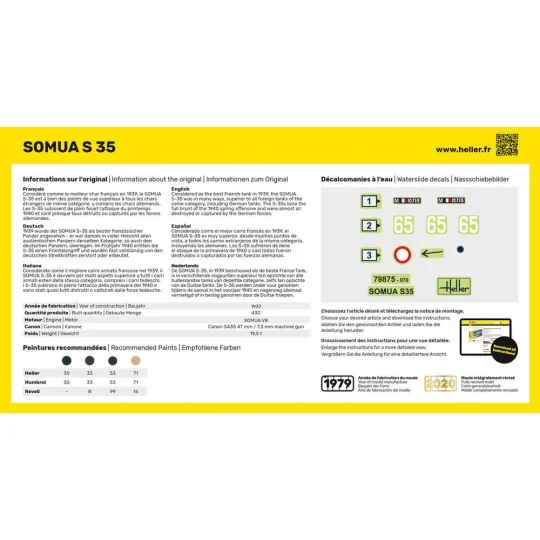 STARTER KIT Somua S35, 1/72 - Heller 56875