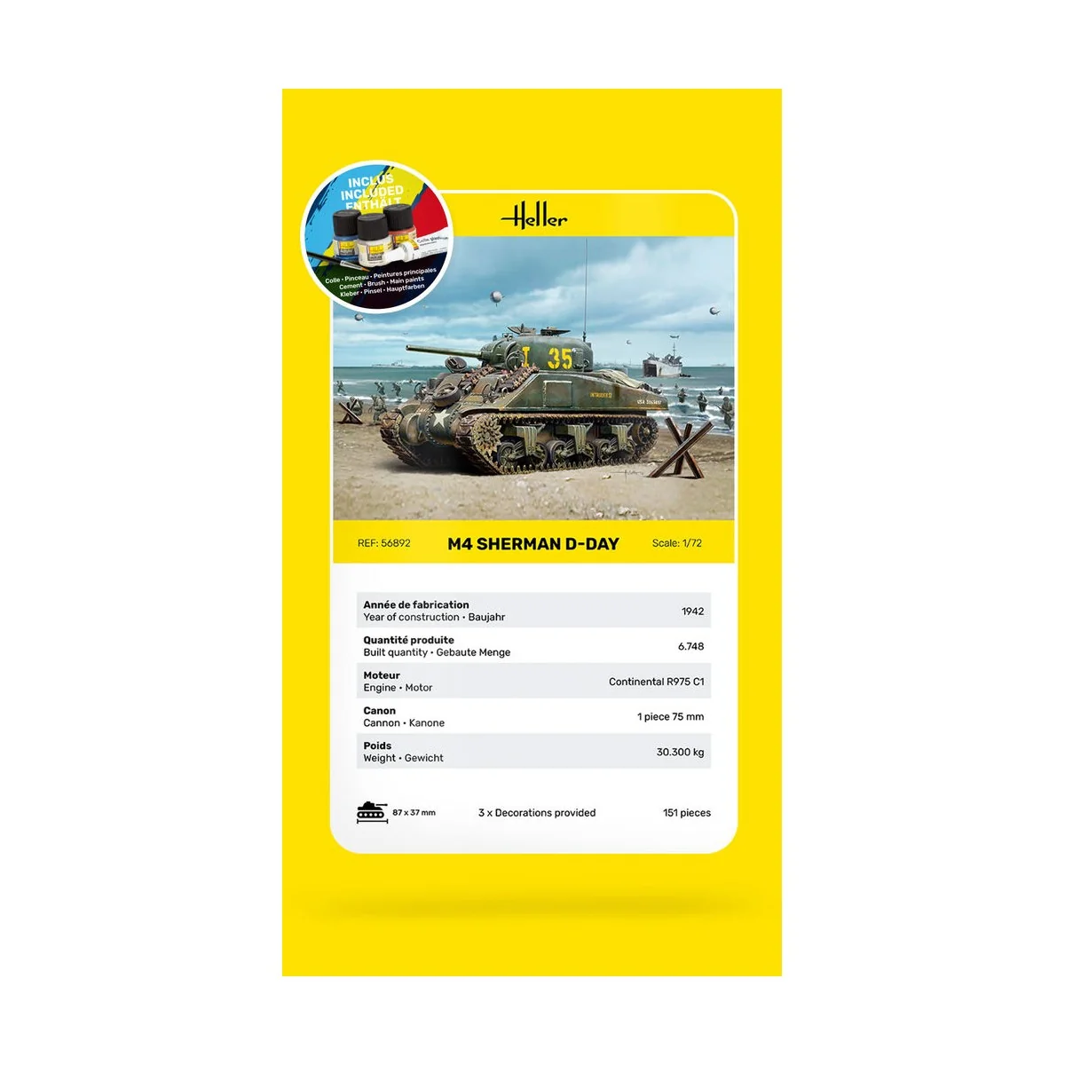 STARTER KIT M4 Sherman D-Day - Heller 56892
