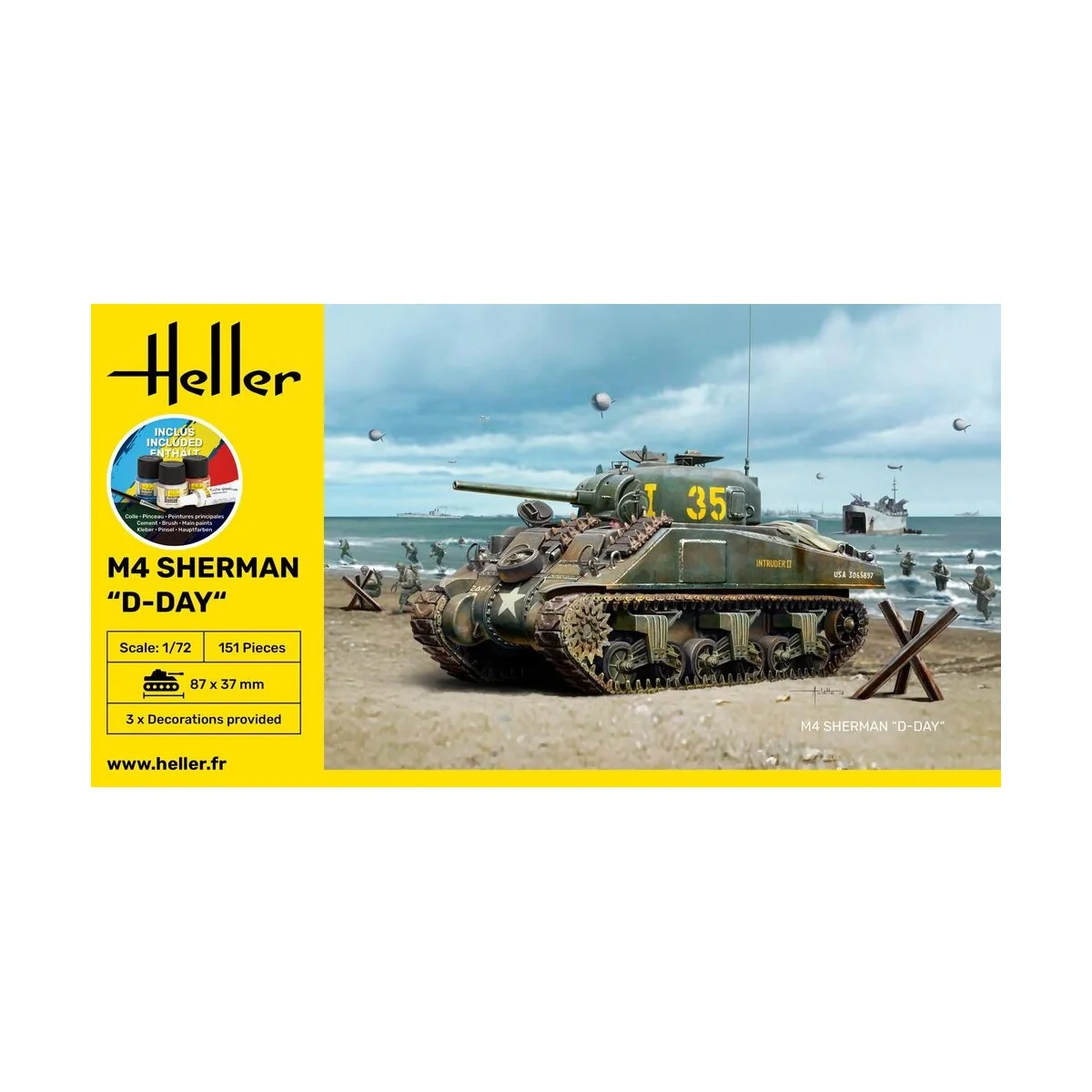 STARTER KIT M4 Sherman D-Day, 1/72 - Heller 56892 STARTER KIT M4 Sherman D-Day, 1/72 - Heller 56892