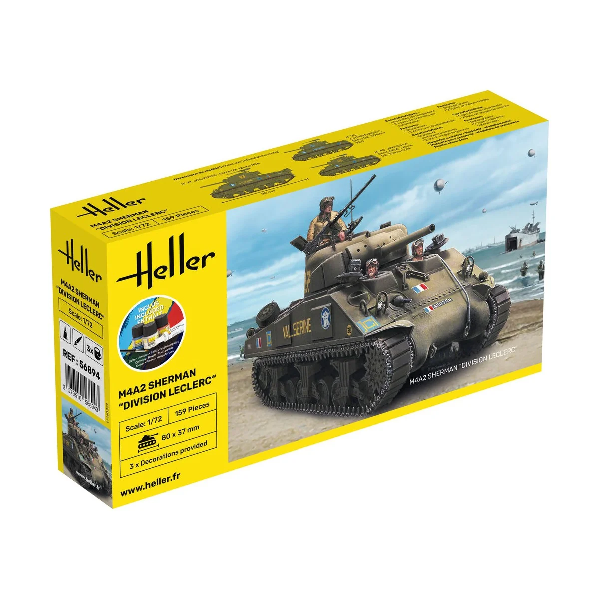 STARTER KIT M4A2 Sherman "Division Leclerc", 1/72 - Heller 56894
