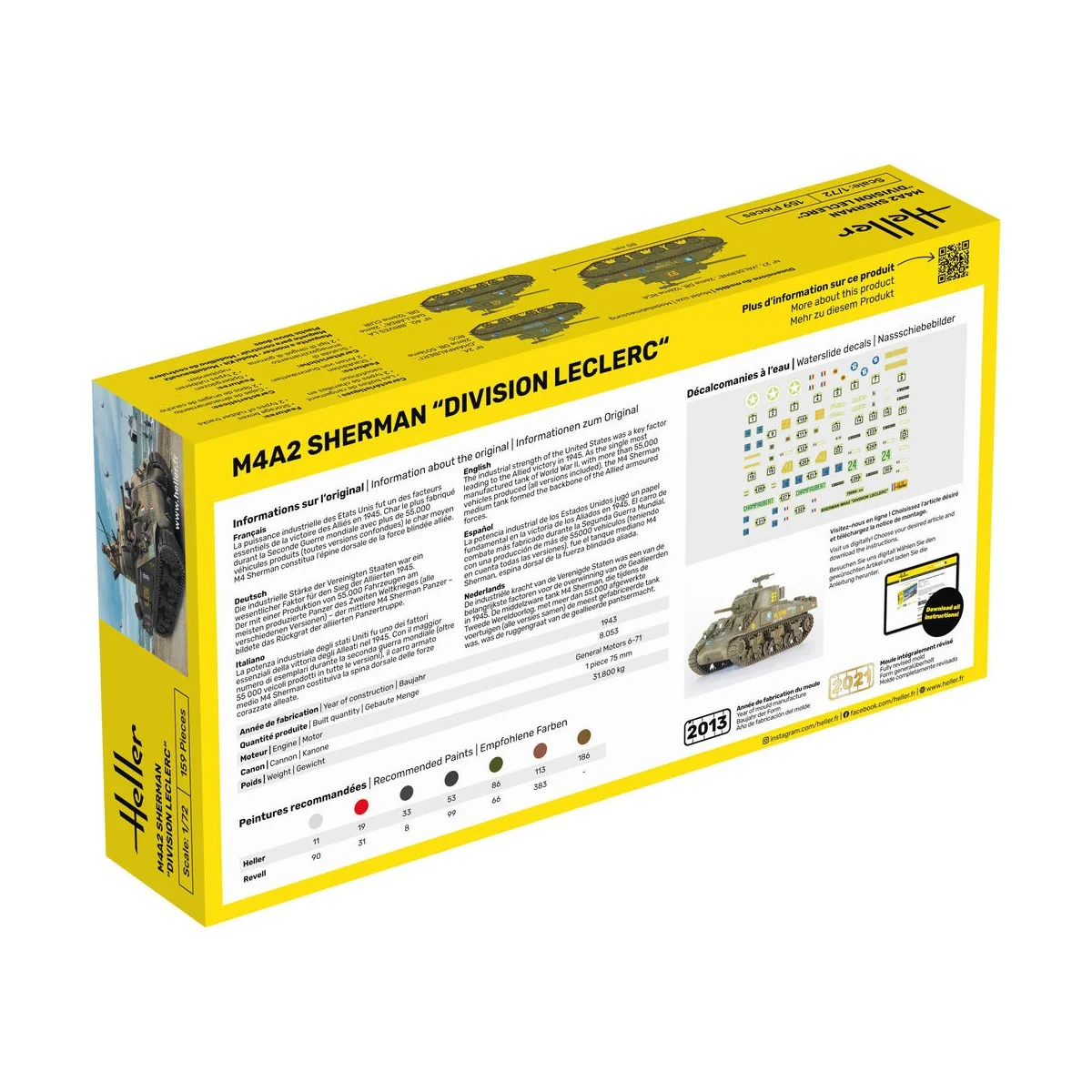 STARTER KIT M4A2 Sherman "Division Leclerc", 1/72 - Heller 56894