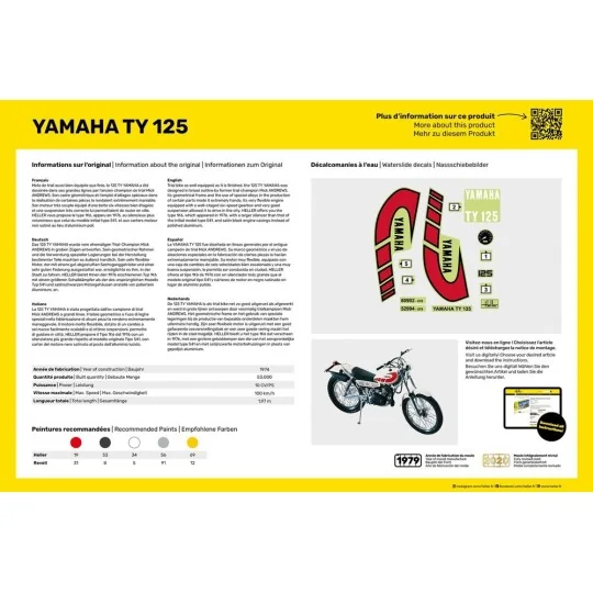 STARTER KIT Yamaha TY 125, 1/8 - Heller 56902 STARTER KIT Yamaha TY 125, 1/8 - Heller 56902
