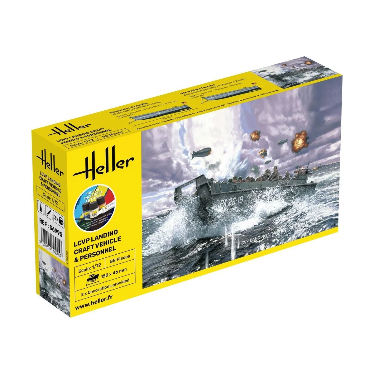 STARTER KIT LCVP Landing Craft Vehicle & Personnel, 1/72 - Heller 5...