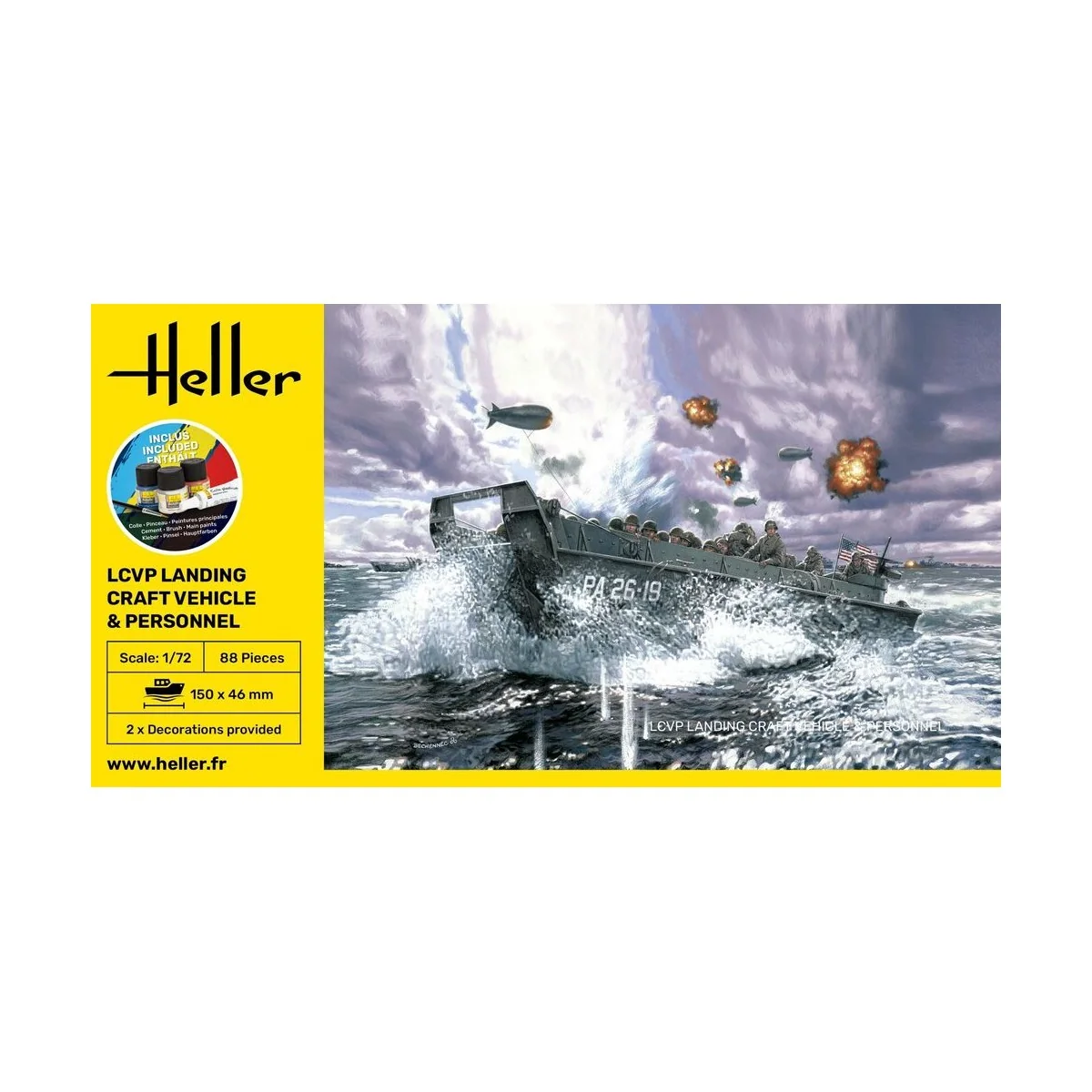 STARTER KIT LCVP Landing Craft Vehicle & Personnel, 1/72 - Heller 5...