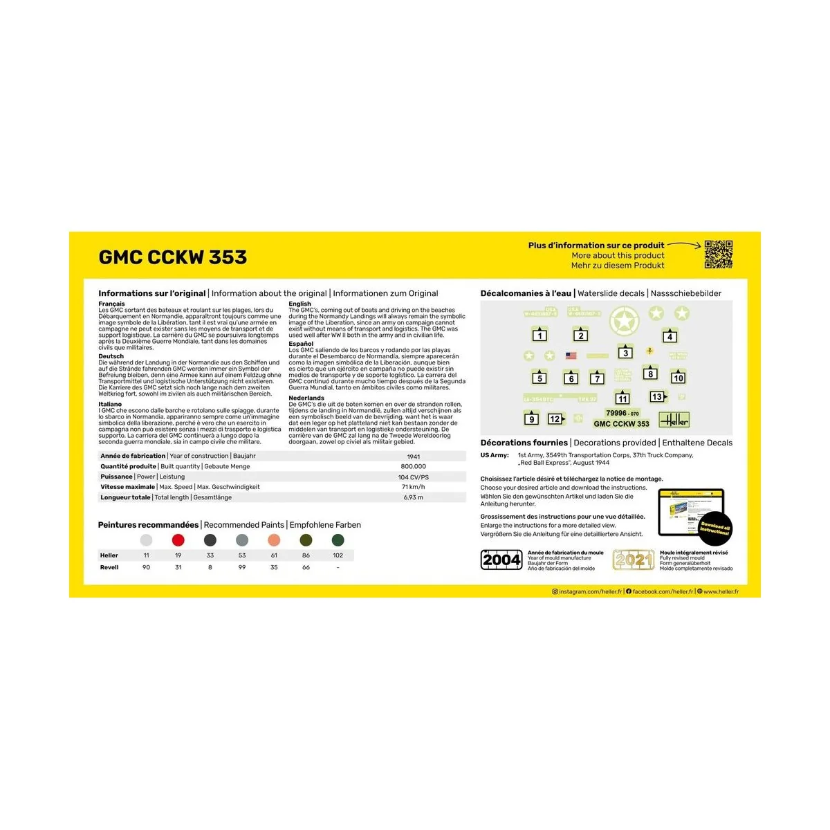 STARTER KIT GMC CCKW 353, 1/72 - Heller 56996 STARTER KIT GMC CCKW 353, 1/72 - Heller 56996