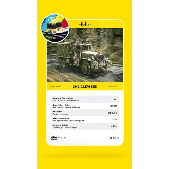 STARTER KIT GMC CCKW 353, 1/72 - Heller 56996 STARTER KIT GMC CCKW 353, 1/72 - Heller 56996