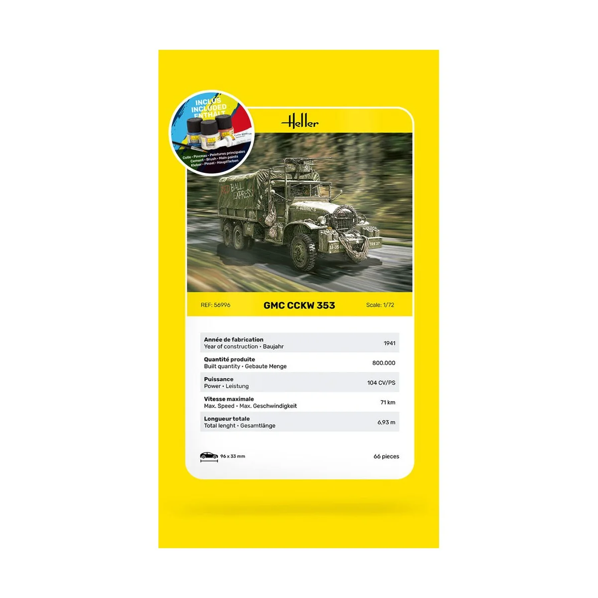 STARTER KIT GMC CCKW 353, 1/72 - Heller 56996 STARTER KIT GMC CCKW 353, 1/72 - Heller 56996