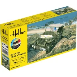STARTER KIT US 1/4 Ton Truck & Trailer, 1/72 - Heller 56997