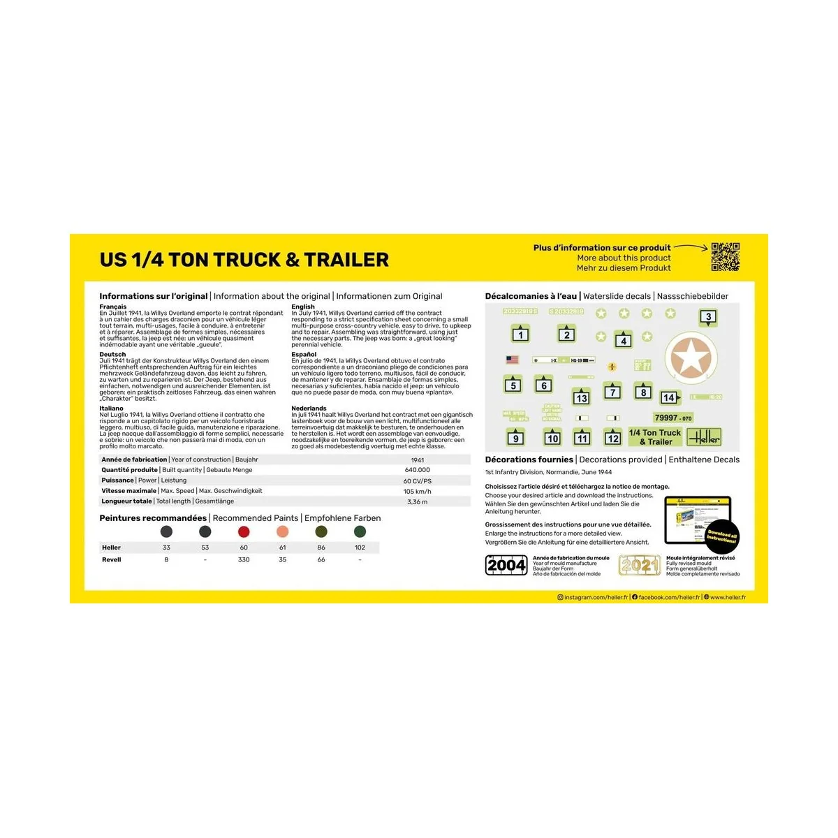 STARTER KIT US 1/4 Ton Truck & Trailer - Heller 56997