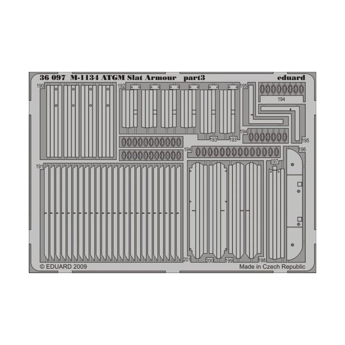 M-1134 ATGM Slat Armour für AFV, 1/35 - Eduard Accessories 36097 M-1134 ATGM Slat Armour für AFV, 1/35 - Eduard Accessories 36097