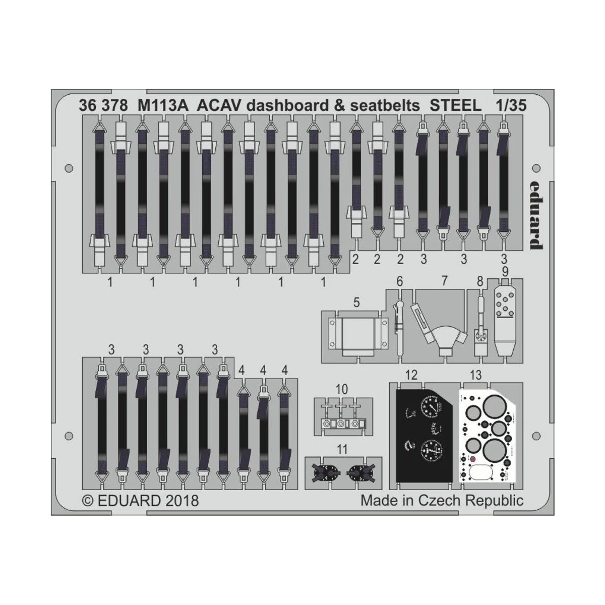 M113A ACAV dashboard & seatbelts STEEL for AFV Club - Eduard Access...