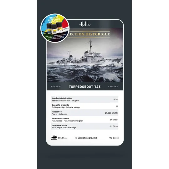 STARTER KIT Torpedoboot T23, 1/400 - Heller 57011 STARTER KIT Torpedoboot T23, 1/400 - Heller 57011