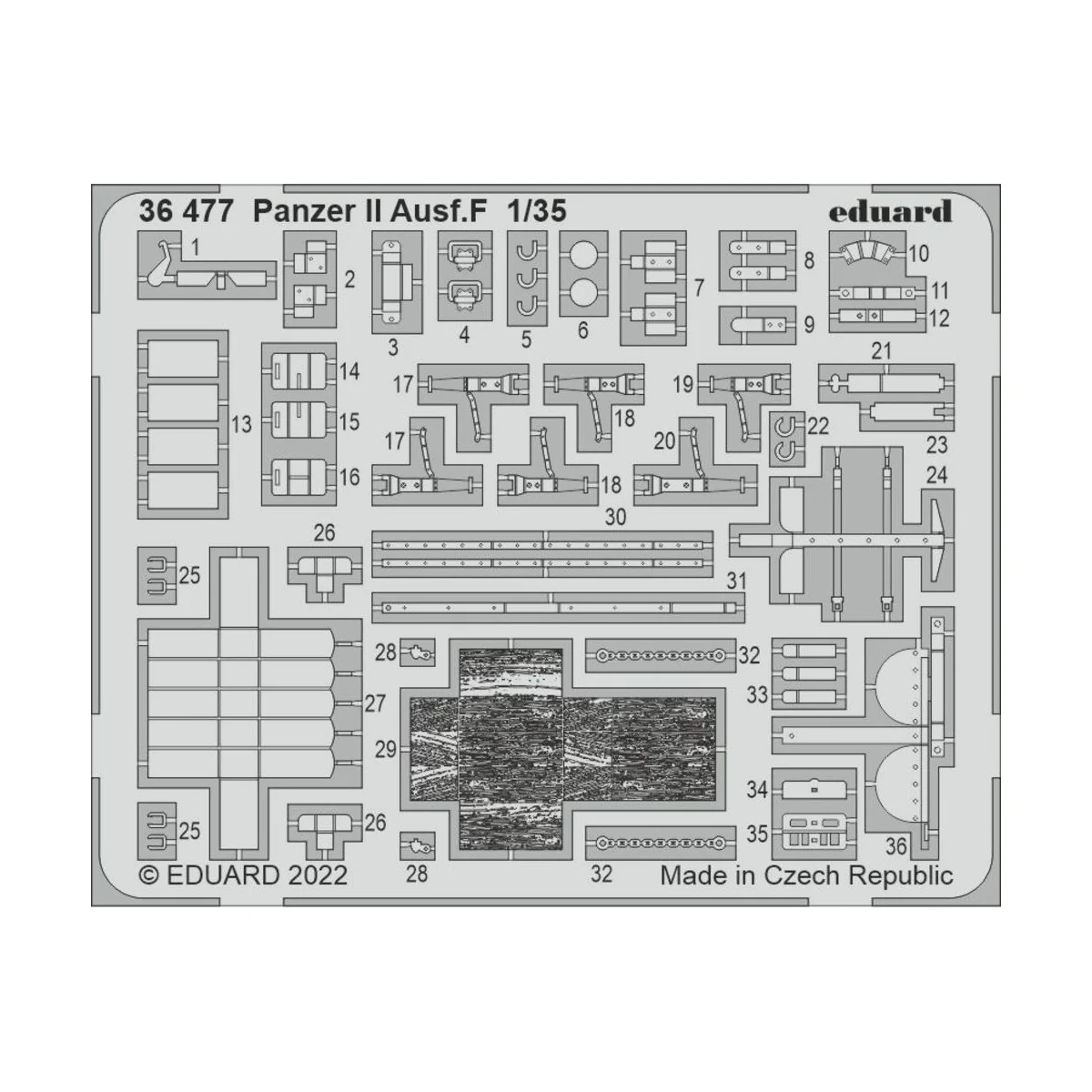 Panzer II Ausf.F for ACADEMY, 1/35 - Eduard Accessories 36477 Panzer II Ausf.F for ACADEMY, 1/35 - Eduard Accessories 36477