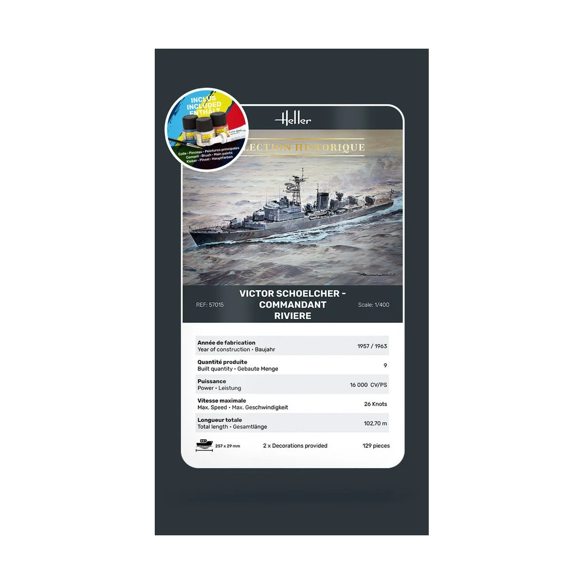 STARTER KIT Victor Schoelcher - Commandant Riviere, 1/400 - Heller ...