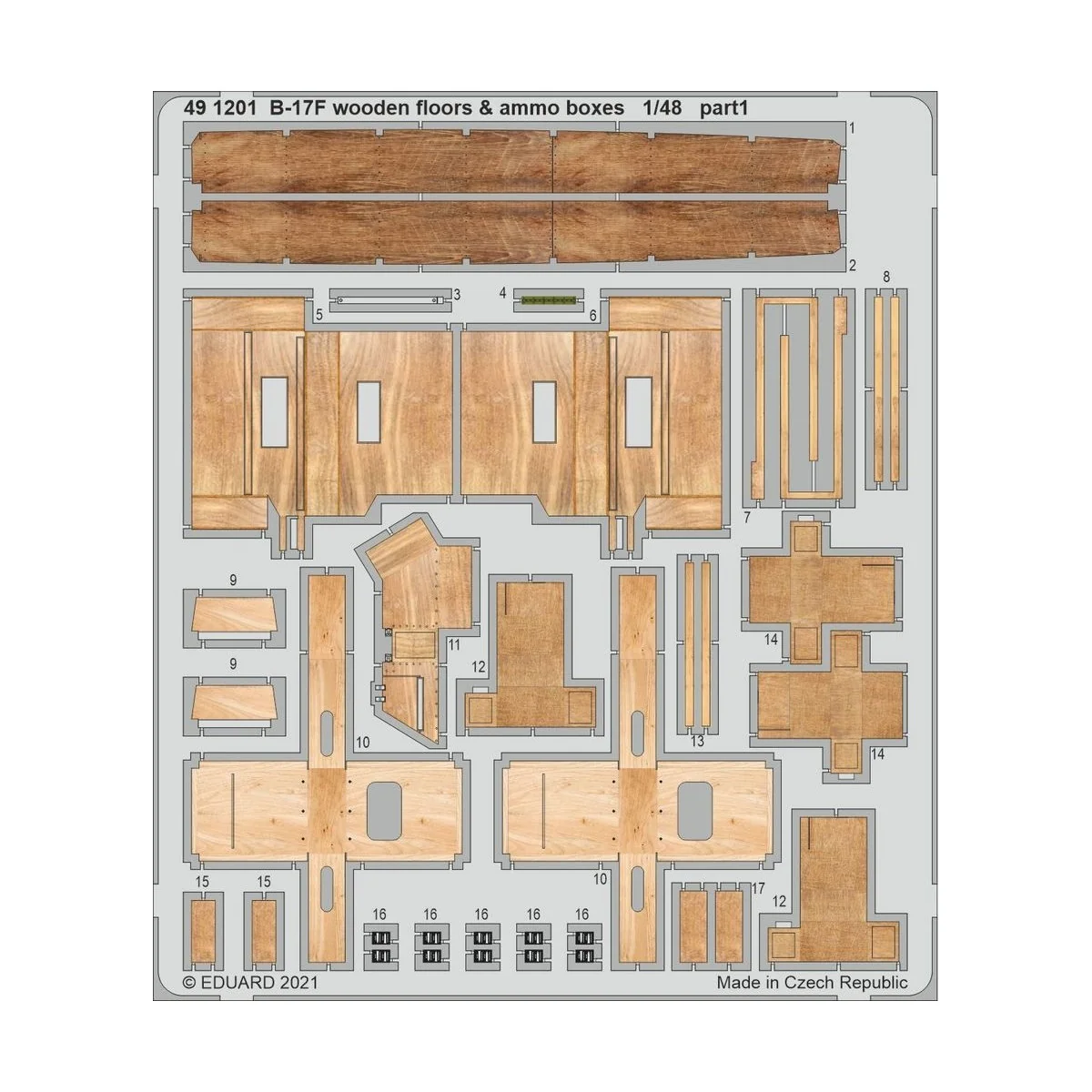 B-17F wooden floors & ammo boxes 1/48 for HKM, 1/48 - Eduard Access...