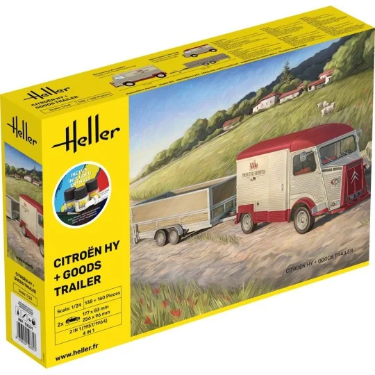 STARTER KIT Citroen HY + Goods Trailer, 1/24 - Heller 52331