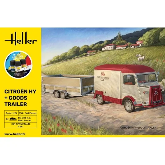 STARTER KIT Citroen HY + Goods Trailer, 1/24 - Heller 52331