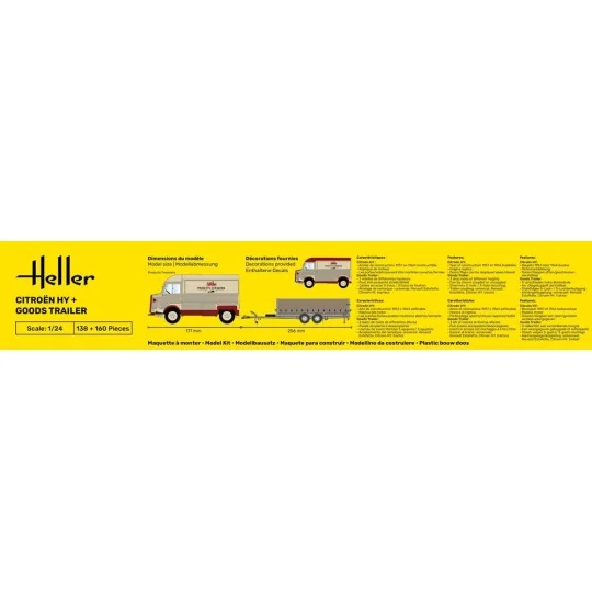 STARTER KIT Citroen HY + Goods Trailer, 1/24 - Heller 52331