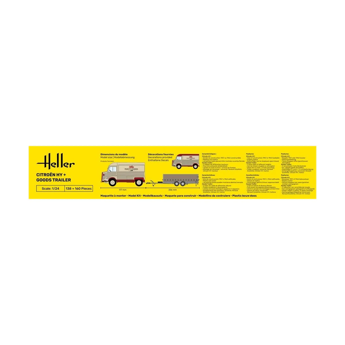 STARTER KIT Citroen HY + Goods Trailer, 1/24 - Heller 52331