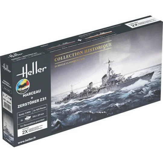 STARTER KIT Twin Set Marceau + Zerstörer Z31, 1/400 - Heller 55009