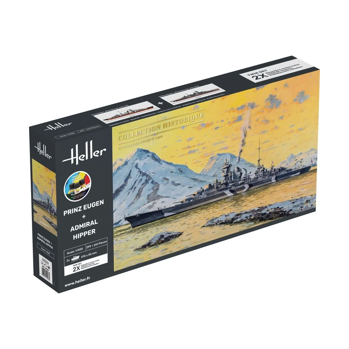 STARTER KIT Twin Set Prinz Eugen + Admiral Hipper, 1/400 - Heller 5...