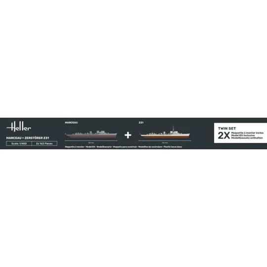 STARTER KIT Twin Set Marceau + Zerstörer Z31, 1/400 - Heller 55009
