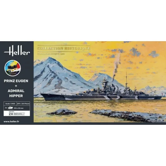 STARTER KIT Twin Set Prinz Eugen + Admiral Hipper, 1/400 - Heller 5...